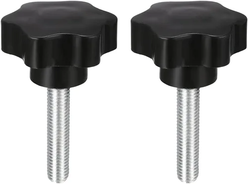 Vista 10 de uxcell Pomo de tornillo de sujeción, 1.890 in de diámetro con forma hexagonal de ciruela, perilla de estrella M8 x 0.787 in, rosca macho, 2