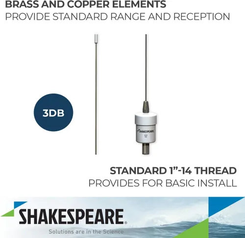 Vista 3 de Shakespeare 5215 VHF Antena de acero inoxidable de perfil bajo de 36 pulgadas