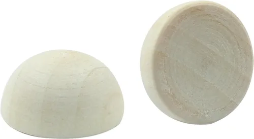 Vista 3 de Hitefu 300 mini cuentas de media madera, bolas de madera divididas redondas sin terminar a granel para pintura de manualidades, proyectos de adornos