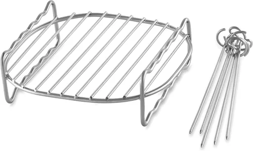 Vista 8 de 3hproducts - Estante multiusos XL de doble capa compatible con freidoras de aire de más de 5.5 cuartos de galón con 5 pinchos