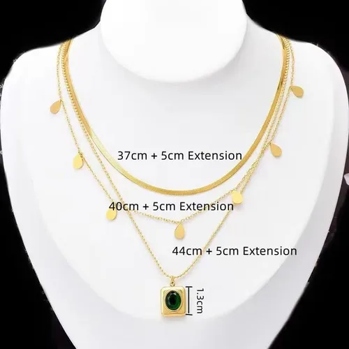 Vista 5 de Paxuan Juego de collar de cadena de eslabones en capas de oro de 14 quilates para mujer, gargantilla de cadena de oro, pulseras apilables