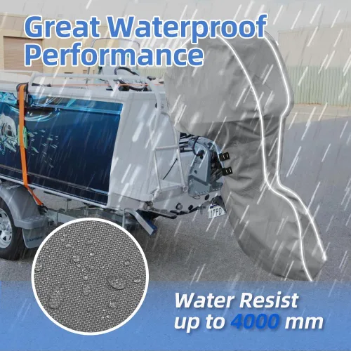 Vista 5 de Cubierta completa para motor fuera de borda 600D, resistente a la decoloración y a las grietas, impermeable y a prueba de rayos UV, cubierta