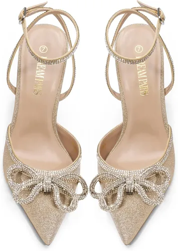 Vista 3 de DREAM PAIRS Zapatos de tacón alto para mujer Destiny cerrados con tiras de tacón sexy con diamantes de imitación y correa de tobillo para boda