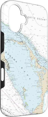 Vista 3 de iPhone 16 Nautical Chart - Abaco Islands, Bahamas, Caribbean Case