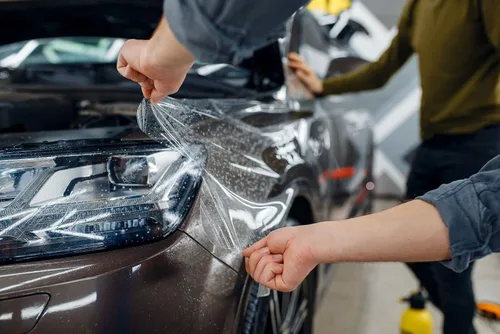 Vista 2 de Película transparente de protección de pintura para puerta inferior precortada PPF para Tesla Model Y (2020 2021 2022 2023)