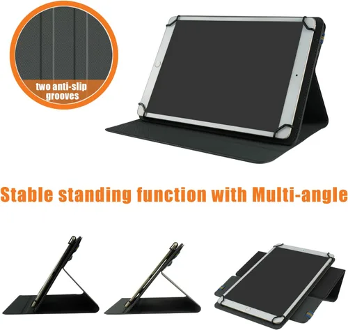 Vista 4 de Funda universal giratoria para tablet de 9 pulgadas de 10 pulgadas, funda protectora universal para Negro