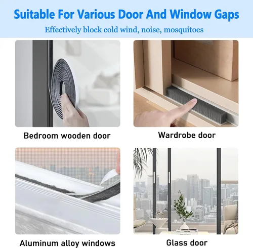 Vista 2 de Burlete autoadhesivo gris insonorizante de 33 pies para puertas y ventanas, 0.4 pulgadas de ancho x 0.2 pulgadas de grosor