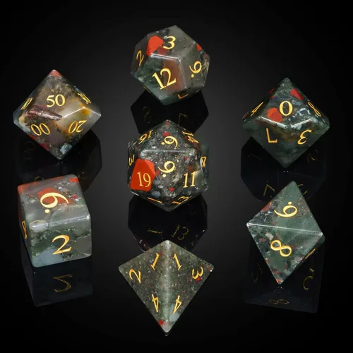 Vista 27 de UDIXI Juego de dados de piedras preciosas de amatista, dados DND de piedra de cristal D&D con estuche de regalo para juegos de rol y juegos de mesa