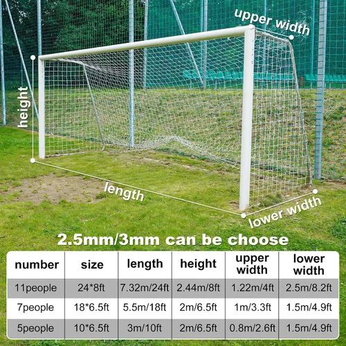 Vista 3 de 3mm Thicker Soccer Net, Full Size Soccer Goal Net, Durable Polyethylene Football Net with Installation Accessories,24 x 8ft / 18 x 6.5ft / 10 x