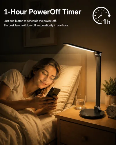 Vista 5 de Eye-Caring LED Desk Lamp with USB Charging Port, Touch Control Dimmable Table Lamp, 6 Brightness Levels 5 Color Modes for Home Office Bedroom Study
