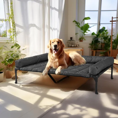 Vista 21 de Veehoo Cama Elevada Refrescante para Perro Añade Cojín Bolster Extraíble Impermeable Alfombrilla, Cuna Elevada para Mascotas con Malla Teslin