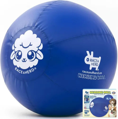 Vista 17 de Race&Herd Pelota de pastoreo XXL original de 25 pulgadas para perros grandes, juguetes de pastoreo, pelota duradera para perros grandes al aire