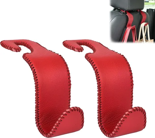 Vista 16 de Amooca - Gancho para reposacabezas de asiento de coche, organizador de almacenamiento universal para bolso de mano, abrigo, cuero con metal