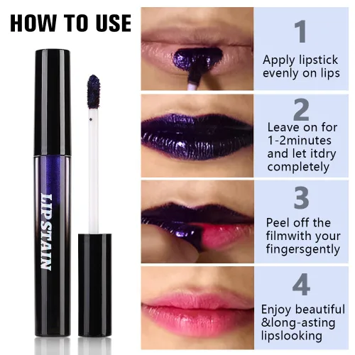 Vista 5 de evpct Tinte labial rosa nude cálido, acabado mate, a prueba de transferencia, delineador de labios que se despega, maquillaje brillante, de larga