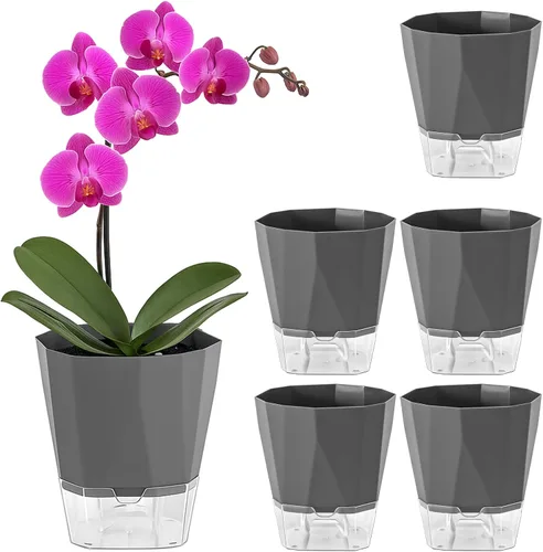 Vista 21 de Planterhoma macetas de riego automático (gris oscuro, 5 pulgadas - paquete de 12)