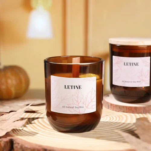 Vista 4 de LETINE 12 tarros de vela de vidrio ámbar de 8 onzas con tapas, kit de fabricación de velas de primera calidad, recipientes herméticos con tapas