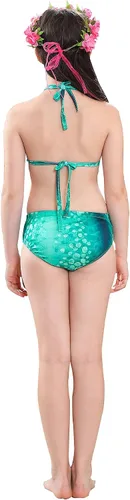 Vista 4 de Fishtailfun Traje de baño de sirena para cosplay sirena para nadar para niñas conjunto de bikini de princesa