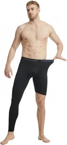 Vista 6 de Pantalones deportivos ajustados de una sola pierna de baloncesto para hombre, pantalones de compresión de 12 de una pierna, ropa interior atlética