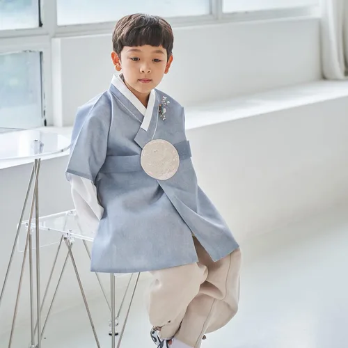 Vista 3 de OSBH001 - Disfraz tradicional de Hanbok coreano para bebé, 100 días de 1 a 8 años, para primer cumpleaños