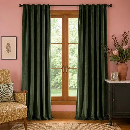 Vista 45 de Lazzzy Cortinas opacas de terciopelo beige de 84 pulgadas de largo con aislamiento térmico para oscurecer la habitación, cortinas forradas de lujo