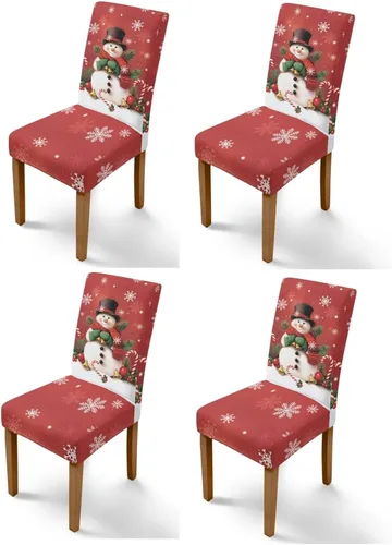 Vista 124 de Rnyleeg Fundas navideñas para sillas de comedor, fundas de asiento de comedor con estampado de campanas brillantes, juego de 1 funda suave y lavable