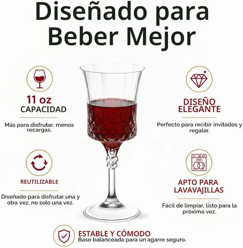 Vista 3 de Smarty Had A Party Copas de vino de plástico, paquete de 48 copas de vino desechables grandes de 11 onzas con tallo, vasos transparentes resistentes