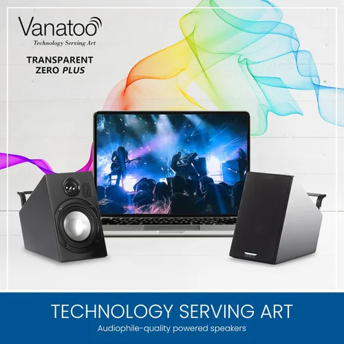 Vista 8 de Vanatoo Transparent Zero Plus Near Field Studio Monitor Altavoces Par para TV, PC, Juegos. Altavoces alimentados de 120 vatios para escritorio y uso