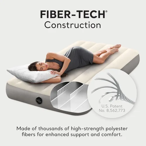 Vista 5 de Intex 64101E Dura-Beam Standard Series Colchón inflable de una sola altura, con válvulas extra anchas 2 en 1, soporta hasta 300 libras