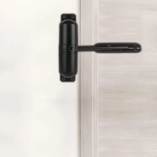 Vista 8 de Cierrapuertas automáticos de 2 piezas, cierrapuertas de resorte de seguridad, bisagra de puerta de cierre ajustable para convertir puertas con Negro