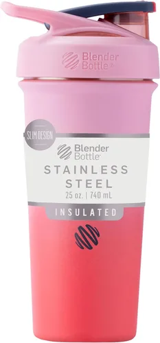 Vista 30 de BlenderBottle Strada Shaker Cup - Botella de agua aislada de acero inoxidable con batidor de alambre, 24 onzas, color negro