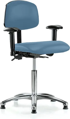 Vista 43 de PERCH - Silla giratoria con ruedas para alfombra o linóleo, cromado, Textil, Tela negra