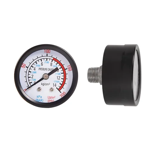 Vista 7 de Manómetro de presión de aire de 2 pulgadas 0-200 PSI, montaje trasero central NPT de 1/4", manómetro comercial/industrial