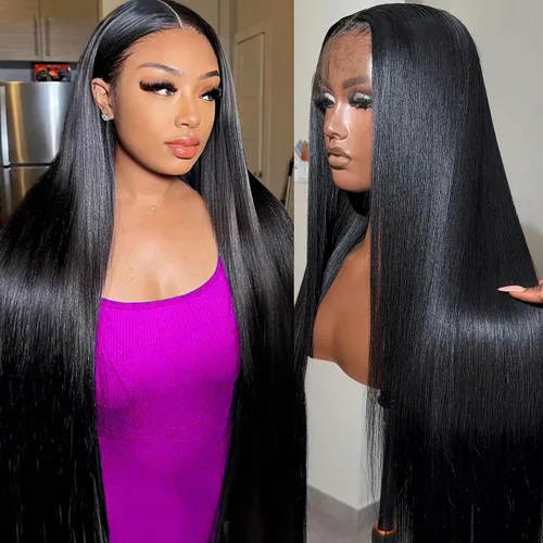 Vista 22 de Pelucas de cabello humano de 28 pulgadas con encaje frontal de color marrón rojizo de 5 x 5, pelucas de cierre de encaje HD para mujeres negras