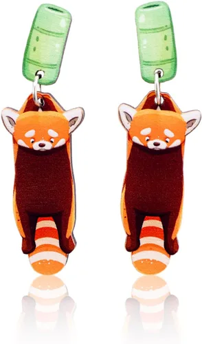 Vista 6 de PeachyApricot Lindos pendientes de panda rojo