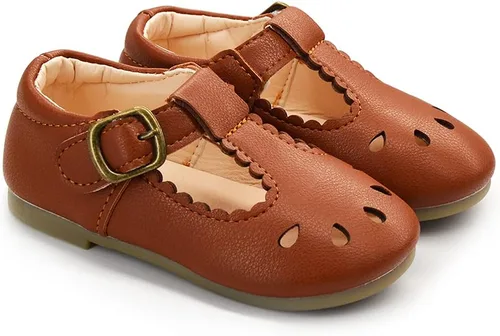 Vista 5 de E-FAK Zapatos Mary Jane planos con lazo antideslizante para niñas pequeñas, zapatos de vestir para primeros pasos, zapatos de boda de princesa