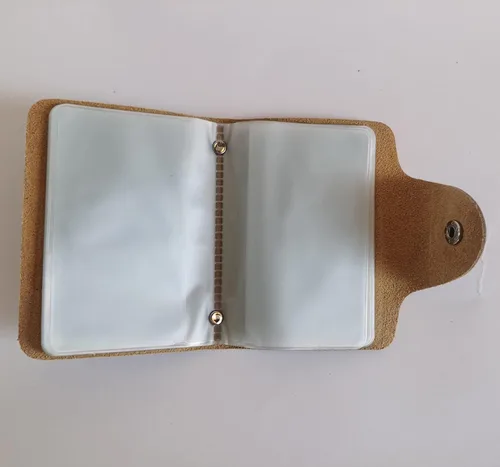 Vista 5 de YaJaMa Cartera para tarjetas de crédito, pequeña, de piel auténtica, 26 ranuras, para tarjetas, organizador para mujeres y hombres, Naranja, Cartera