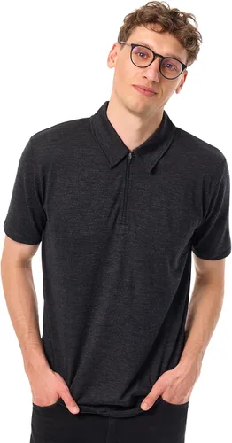 Vista 13 de 100% Merino Wool Polo Shirt Men - Quarter Zip Long and Short Sleeve Black
