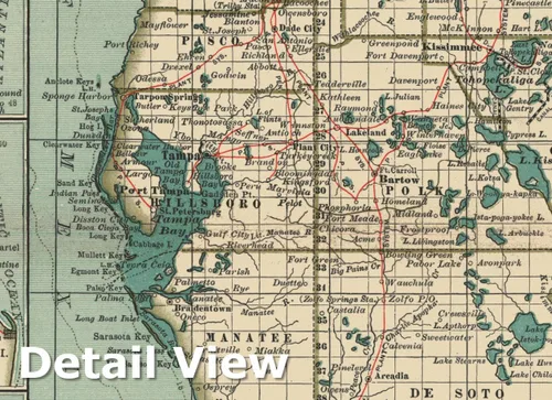 Vista 6 de Mapa histórico - Florida 1899 - Arte de pared vintage - 18 x 24 pulgadas