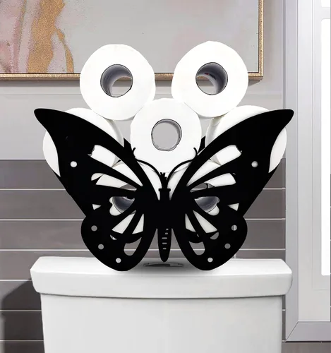 Vista 9 de Black Bear - Soporte de papel higiénico de metal, divertido soporte de papel de animales para baños, organizador independiente con capacidad para 8