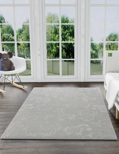 Vista 3 de Unique Loom Whimsy Collection - Alfombra rectangular de 2 pies 2 pulgadas x 2 pies 11 pulgadas, gris/marfil