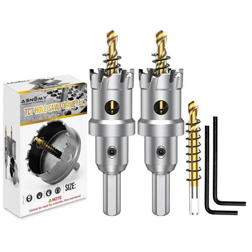 Vista 37 de ASNOMY Broca de sierra perforadora con punta de carburo de tungsteno para metal duro, cortador de sierra de agujero T.C.T de 1/2 pulgada con 2