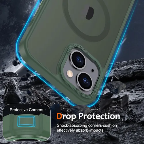 Vista 541 de Anuck - Funda magnética para iPhone 11 compatible con MagSafe, carcasa trasera mate translúcida dura, borde de TPU, delgada, resistente a impactos