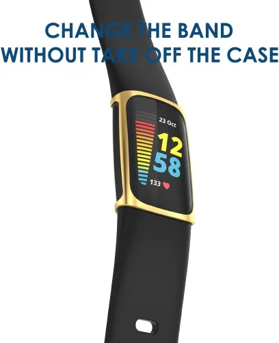 Vista 4 de Simpeak Paquete de 5 fundas protectoras de pantalla suaves compatibles con reloj inteligente Fitbit Charge 6 Charge 5, protección completa, rosa