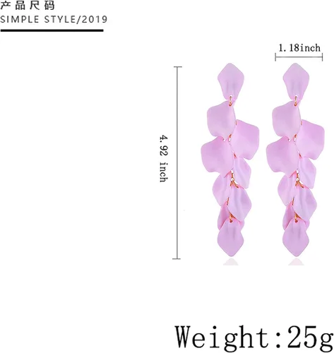 Vista 2 de Aretes largos colgantes de pétalos de rosas y flores de resina, colgantes con borla floral para mujeres y niñas, regalos de joyería elegantes