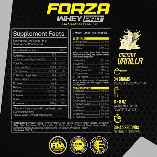 Vista 3 de Forzagen Whey PRO - Proteína en polvo baja en carbohidratos, 0.94 onzas de proteína por porción, sin azúcar añadida, sin gluten, suero de leche