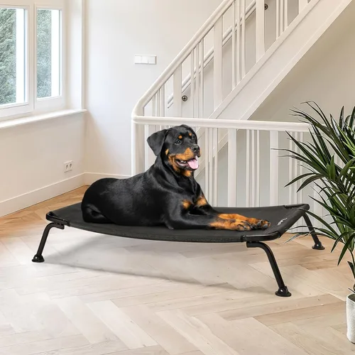 Vista 6 de Veehoo Cama elevada para perros para exteriores, cama elevada para perros de enfriamiento XL, portátil, impermeable, curvada, para exteriores, hasta