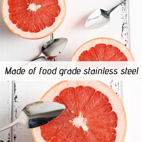 Vista 3 de WXJ13 7 cucharas de pomelo y cuchillo de toronja, cuchara de postre de toronja de acero inoxidable, utensilios de toronja dentada, herramientas