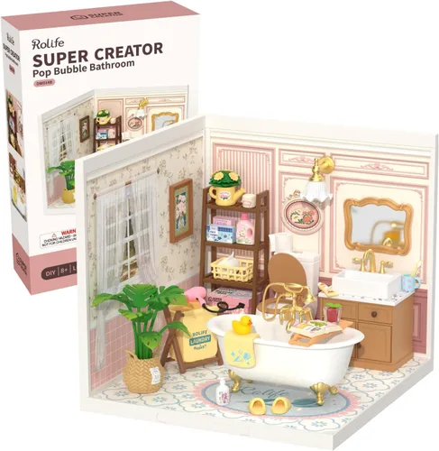 Vista 10 de Rolife Super Creator - Casa en miniatura de plástico DIY para adultos, kit de modelo de mini bloques para adolescentes de 8 a 12 años