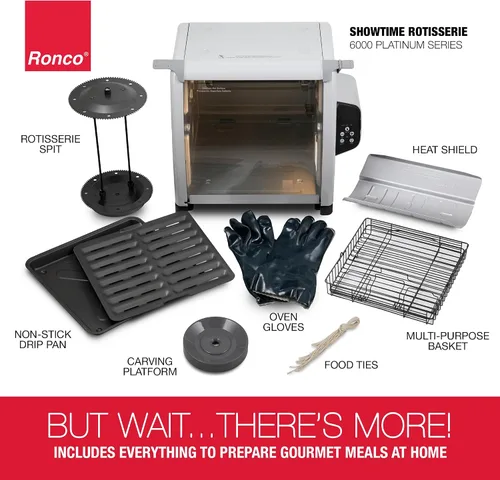 Vista 6 de Ronco Horno asador de encimera digital platino 6000, capacidad de 12 libras El pollo asado se cocina perfectamente, 3 funciones: asador, sear