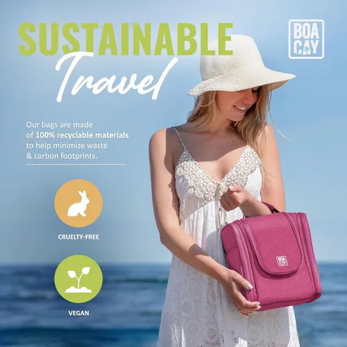Vista 7 de Bolsa premium de artículos de aseo personal para viaje, para hombres y mujeres, bolsa de higiene, kit organizador de baño, con soporte de banda